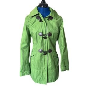 Laundry by Design Kelly Green Toggle Zip Jacket Women Size M Removeable Hood